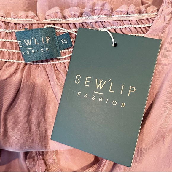 Sewlip Pink Cupro Round Bottom Dress Size XS Smocked Neck Modest Midi Length NEW - Picture 6 of 9